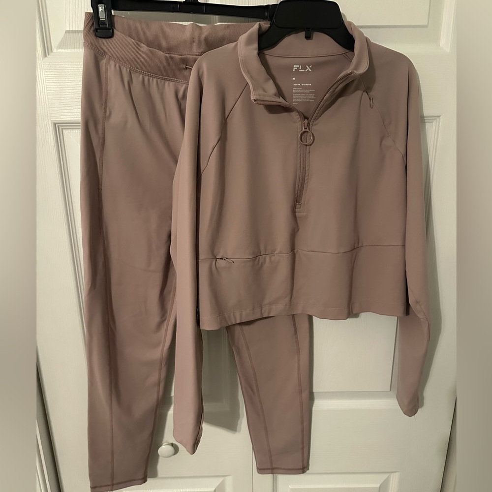 Women's FLX Lavender Leggings Size Large and Pullover Jacket Size Medium Set